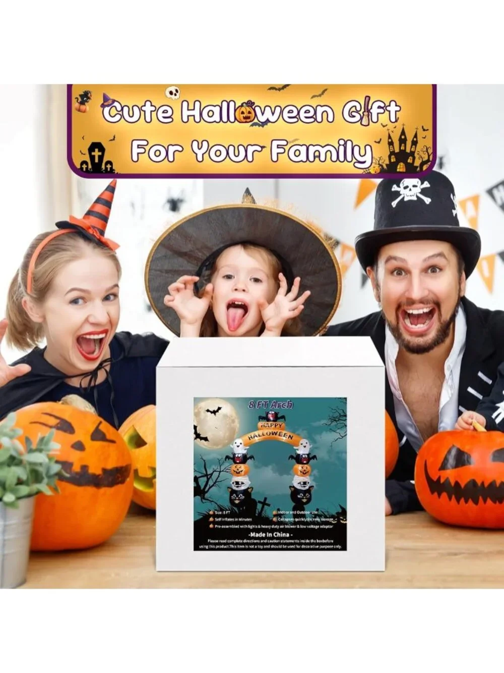 8FT Inflatable Halloween Arch Decoration with LED Lights - Spooky Outdoor Decor